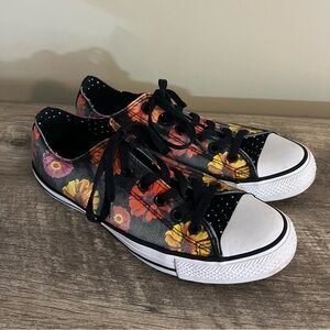 Converse All Star Lace Up Sneakers Shoes Floral Canvas Polka Dots Women’s Sz 10